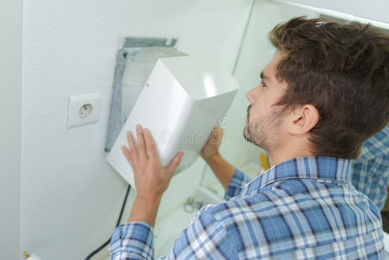 Installation Handdryer in Office Stock Image Image of device, happy