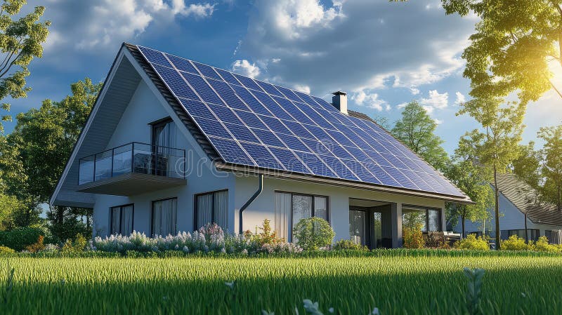 Installation house solar panel royalty free stock photo