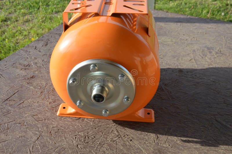 Installation of a Hydraulic Tank for Water Supply Systems Stock Image