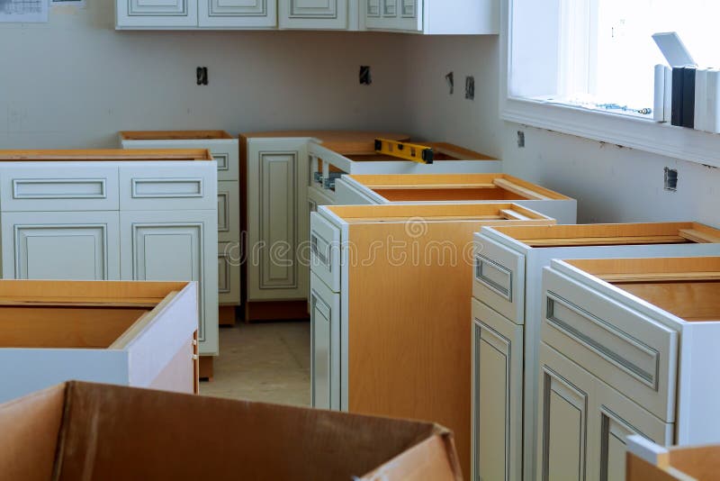 Installation of Kitchen. the Drawer in Stock Image Image of