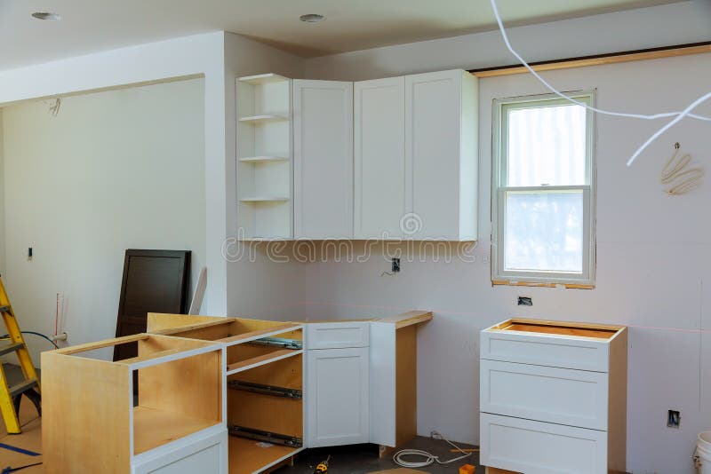 Installation of Kitchen. the Drawer in Stock Photo Image of