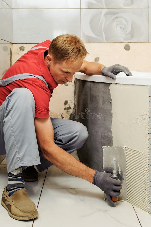 Installation of Mosaic Tiles. Stock Image Image of tool, professional 60598921