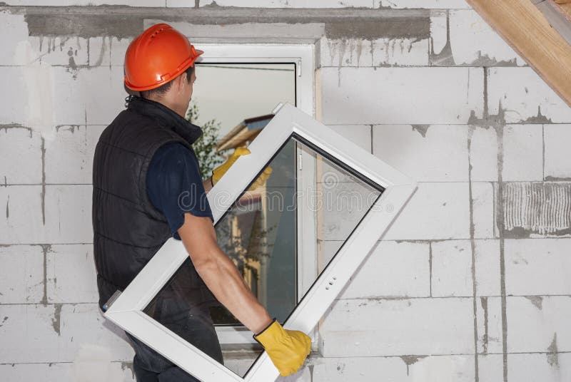 Installation of Plastic Windows Stock Photo Image of indoor, builder
