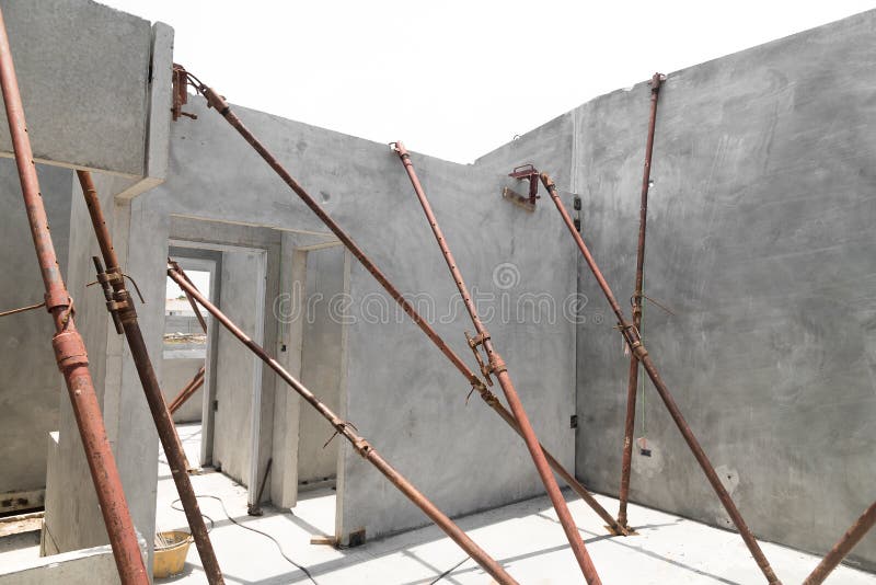 Installation of Prefabricated Building Wall Panels. Stock Photo Image of civil, activity