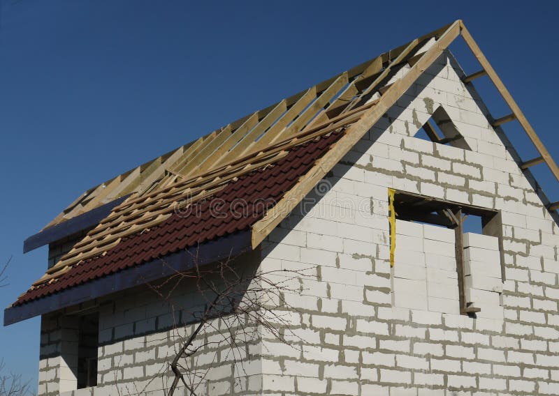 Installation of Roof Elements Stock Image Image of detail, roofing