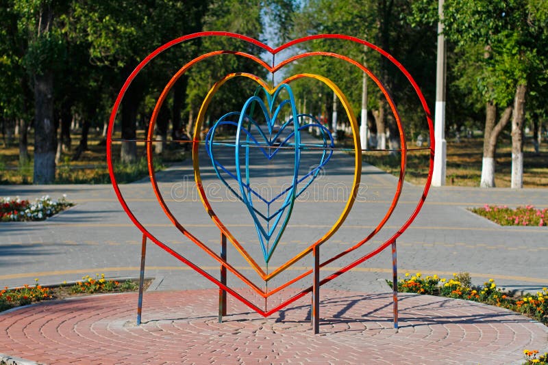 Installation in the shape of a heart stock photo