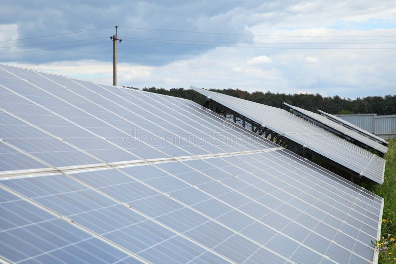 Installation of Solar Panels in Rural Areas. Stock Photo Image of