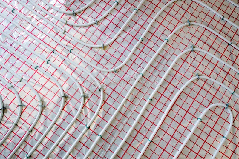 Installation of Underfloor Heating Pipes for Water Heating. Heating