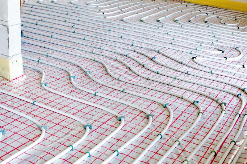 Installation of Underfloor Heating Pipes for Water Heating. Heating