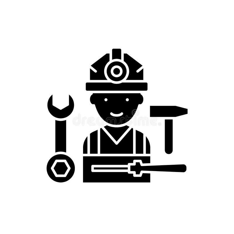 Installation Work Black Icon Vector Sign On Isolated 