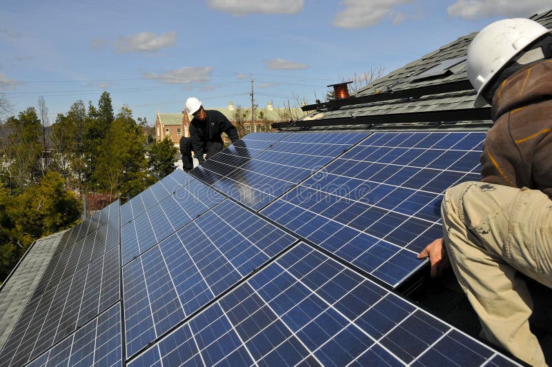 Installing Photovoltaic Solar Panels on Residential Roof. Installing Photovoltaic Solar Panels on Residential Roof