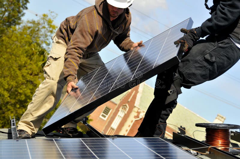 Installing Photovoltaic Solar Panels on Residential Roof. Installing Photovoltaic Solar Panels on Residential Roof