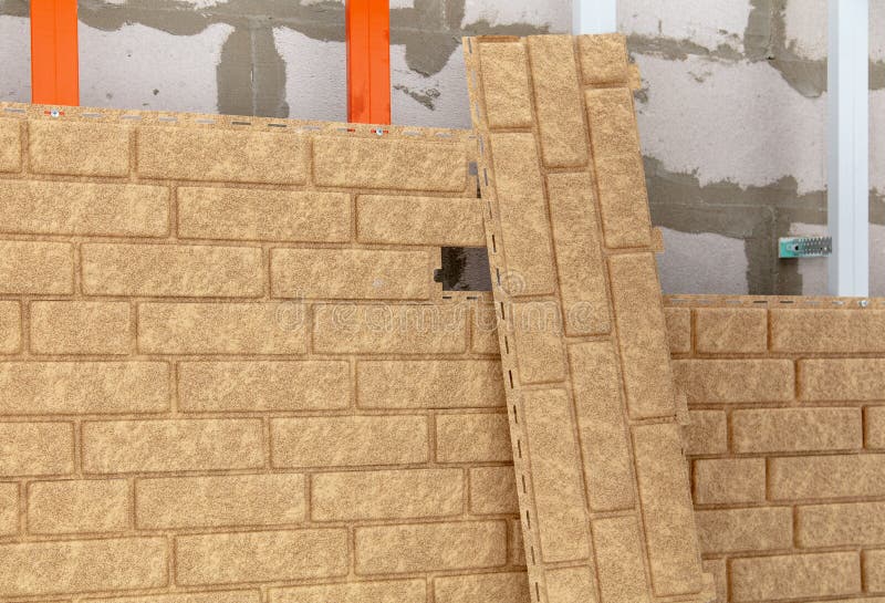 Installing Brick Siding on the Wall of the House Stock Photo Image of