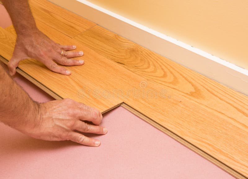 Installing Engineered Hardwood Floor Stock Photo Image Of