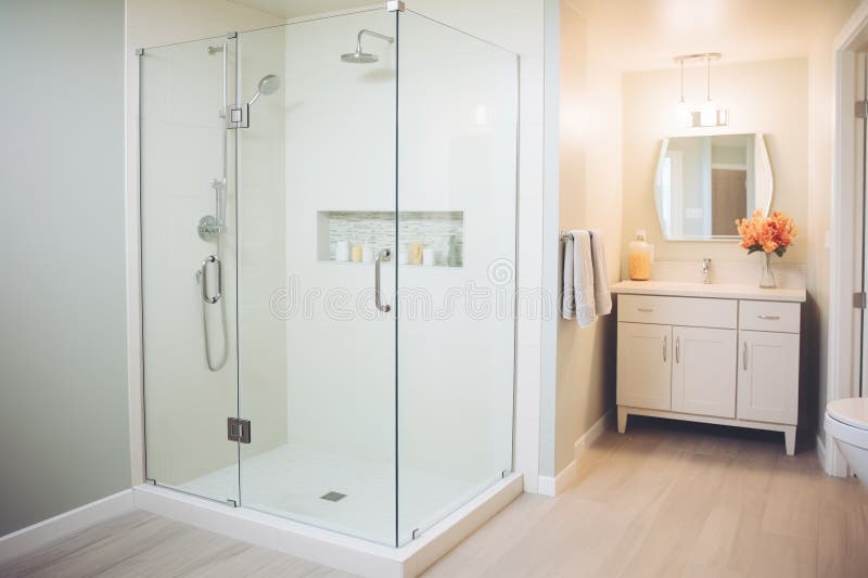 installing a glass shower door in a bathroom