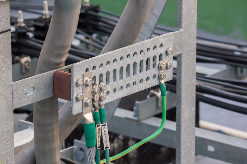 Installing the Ground Wire System with the Steel Frame Stock Photo