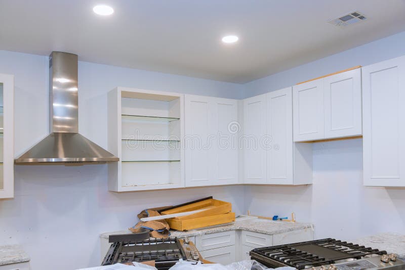 Installing New Kitchen Hood in Modern Installation of Stock