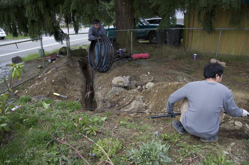 Installing new water pipe editorial photo. Image of water 42126556