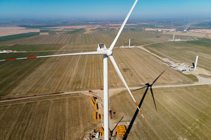 Construction Site Near Windmill Turbine, Wind Generator Installing