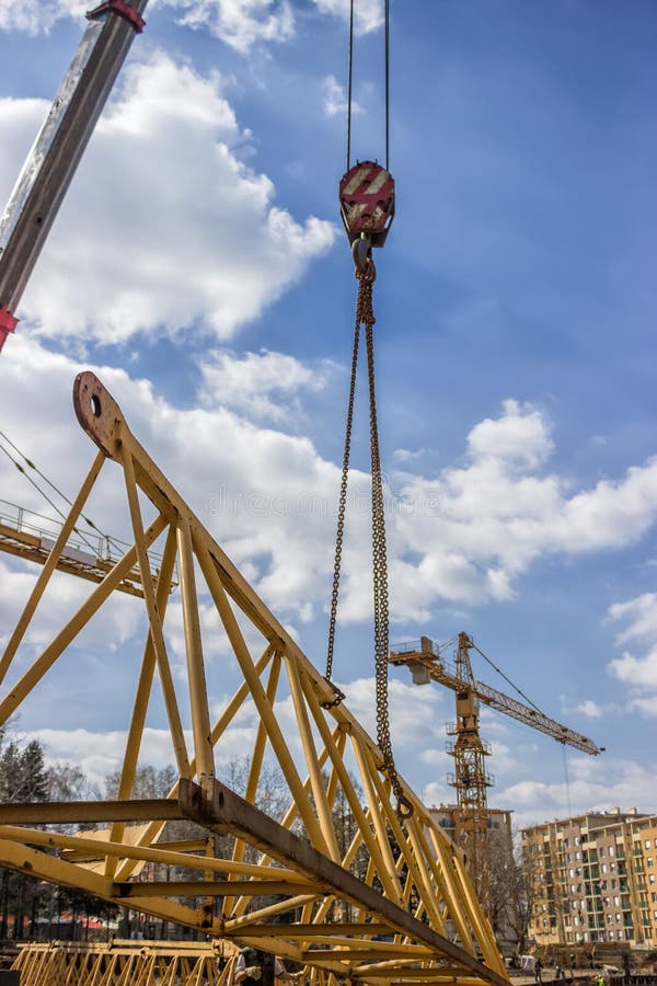 Installing Part of Crane Construction Stock Photo Image of harness