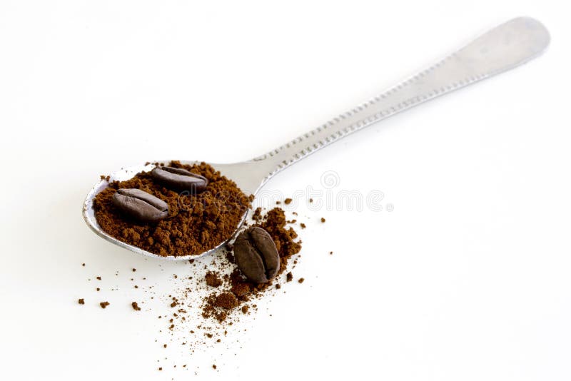 Instant Coffee with Roast Coffee Bean in the Spoon Stock Image Image