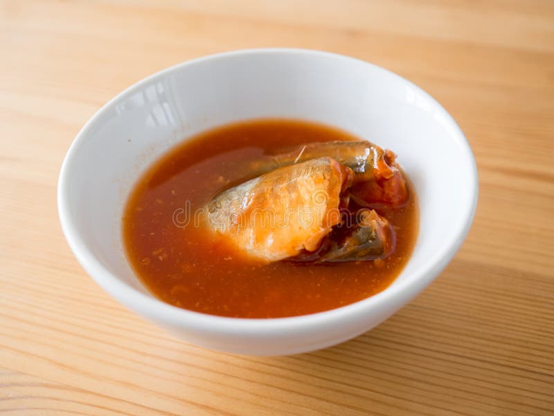 Instant Mackerel Fish in Soup. Stock Image Image of tinned, lunch