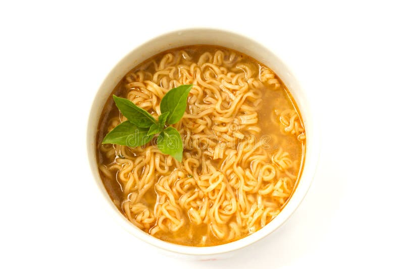 Instant Noodle with Basil Leaf. Stock Image Image of asian, food