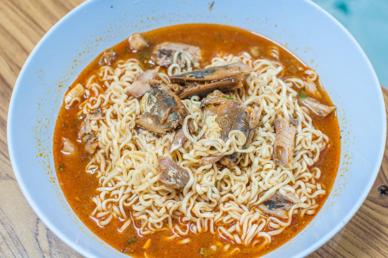 Instant Noodle and Canned Fish Stock Photo Image of fish, meal 60612808