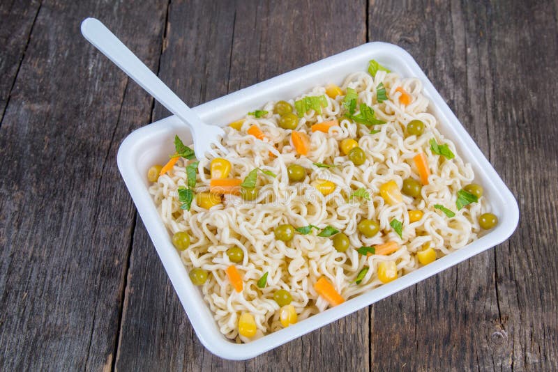 Cooked Instant Noodle with Ingredients Stock Image Image of bowl