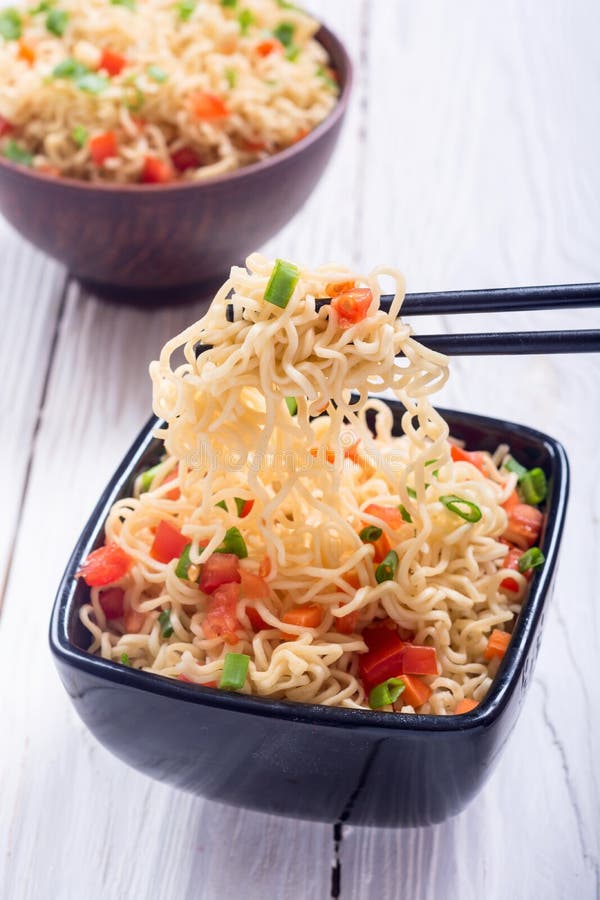 Instant noodles in bowl stock photo. Image of instant - 113453088