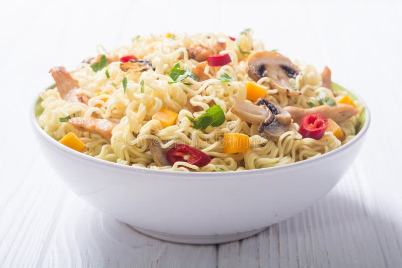 Instant noodles in bowl stock photo. Image of noodle - 129268758