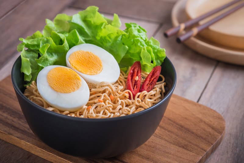 Instant Noodles with Egg in Bowl Stock Photo Image of delicious, food