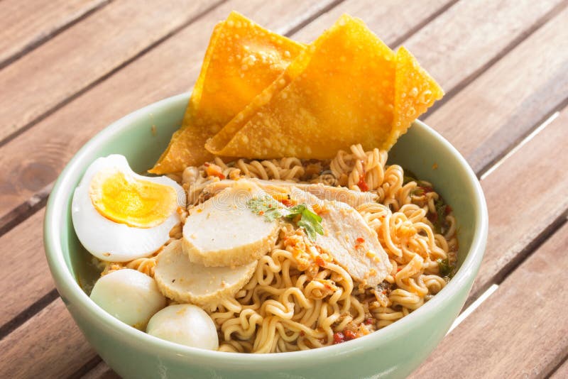 Instant Noodles with Fish Balls and Egg Stock Photo Image of yummy