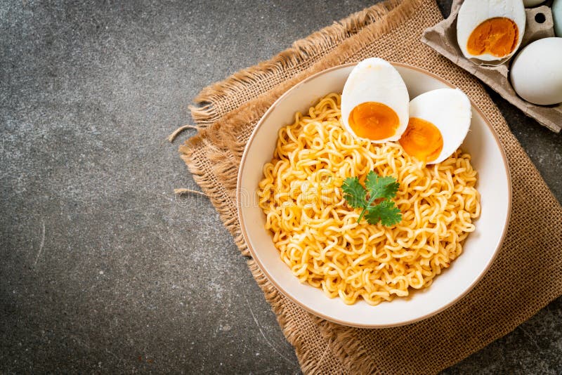 Instant Noodles with Salt Egg Stock Image - Image of asia, flour: 187721113