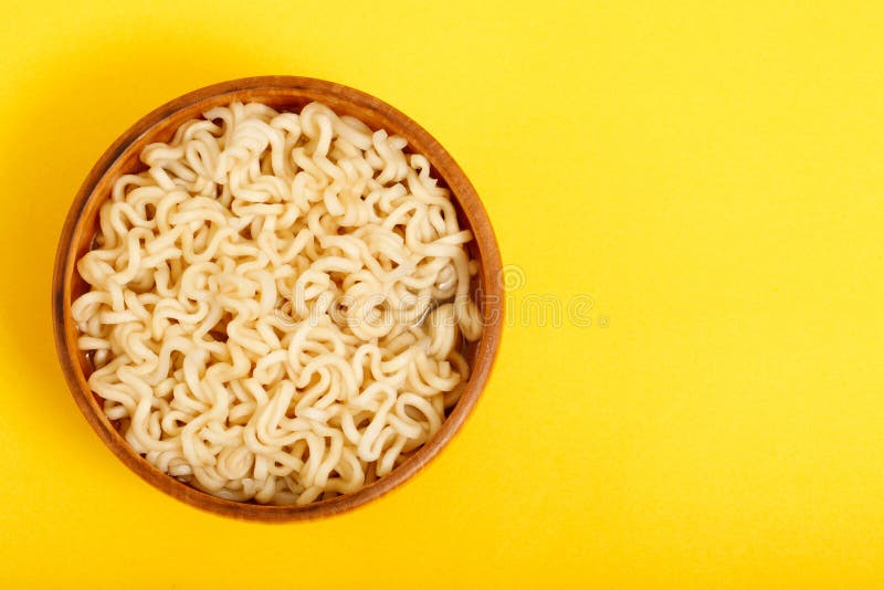 Instant Noodles in Wood Bowl Stock Photo Image of instant, bowl