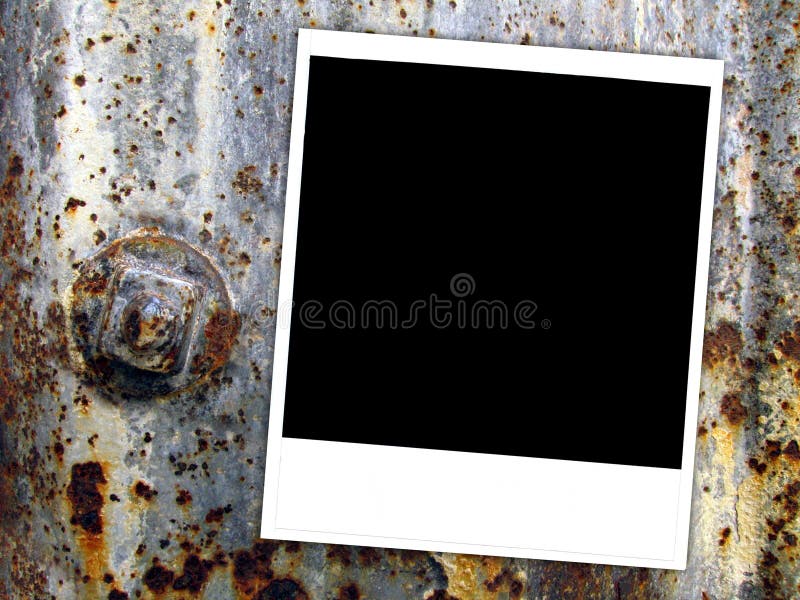 Instant Photograph on Rusty Metal