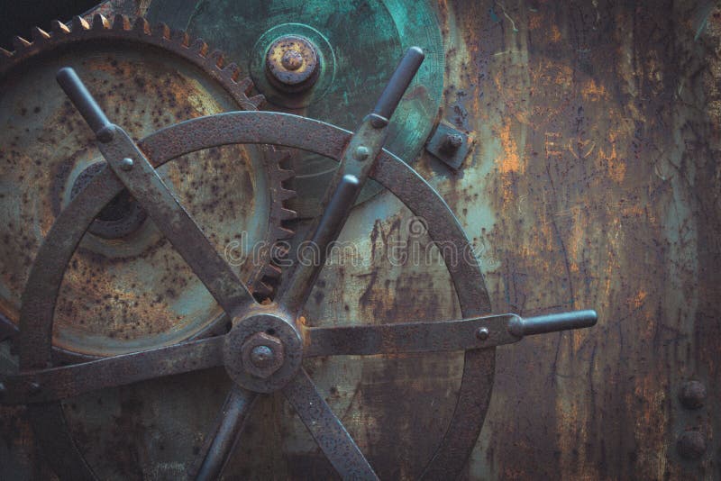 Instantâneo do close-up do mecanismo de engrenagens antigo, fundo de Steampunk foto de stock Instantâneo do close-up do mecanismo de engrenagens antigo, fundo de Steampunk foto de stock