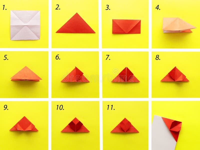 DIY instructions. Comment à faire carte avec origami Colombe à maison.  étape par étape photo instruction. étape 4. papier plier lignes 26498106  Photo de stock chez Vecteezy
