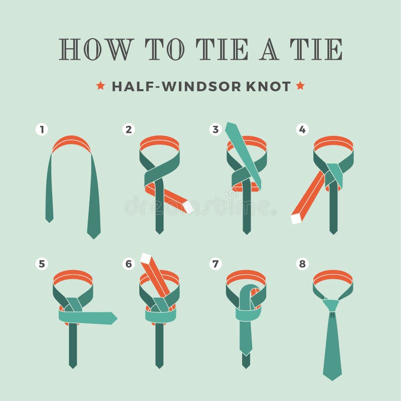 Instructions on How To Tie a Tie on the Turquoise Background of the ...