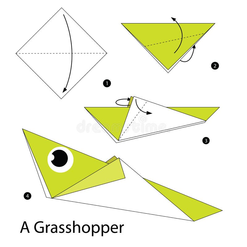 Instructions étape-par-étape comment faire à origami une sauterelle illustration stock Instructions étape-par-étape comment faire à origami une sauterelle illustration stock