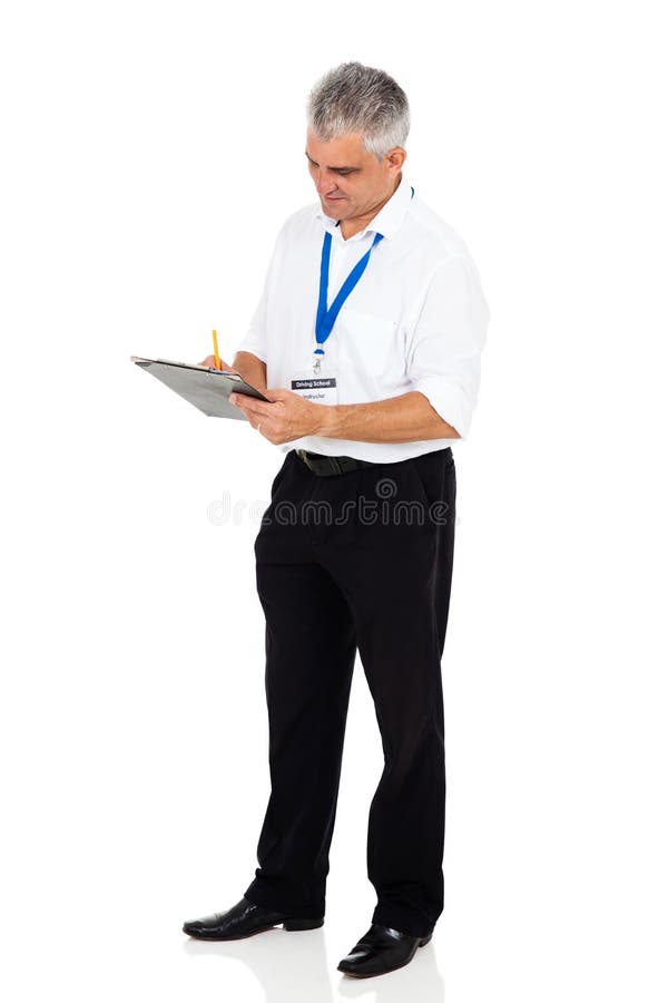 instructor writing clipboard stock image