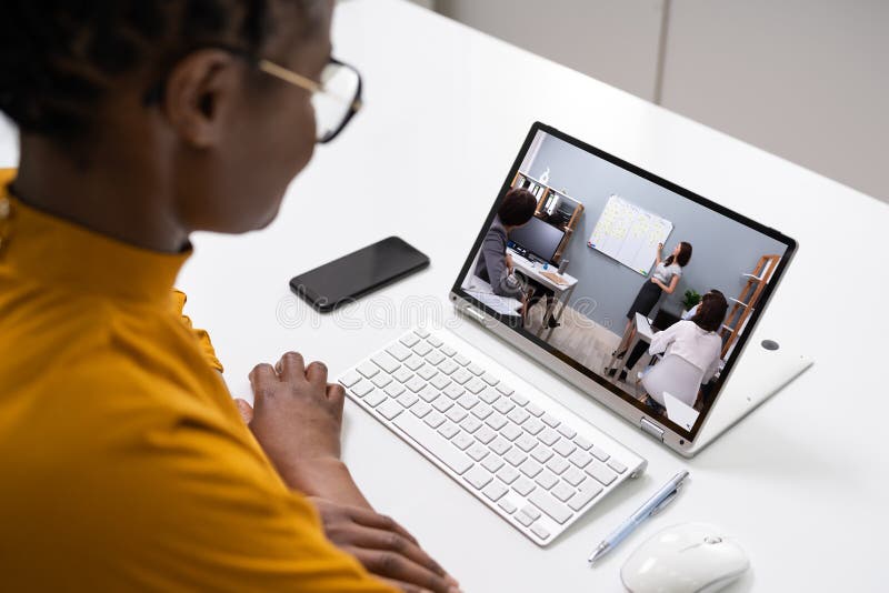 Instruire online pentru conferințe video virtuale royalty free stock image