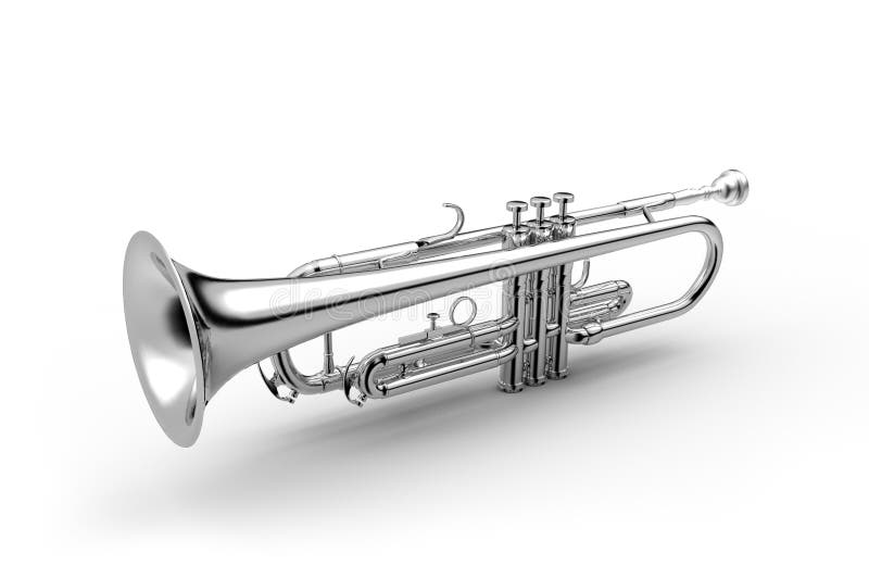 Instrument classique de trompette d'isolement sur l'illustration 3D blanche illustration stock Instrument classique de trompette d'isolement sur l'illustration 3D blanche illustration stock