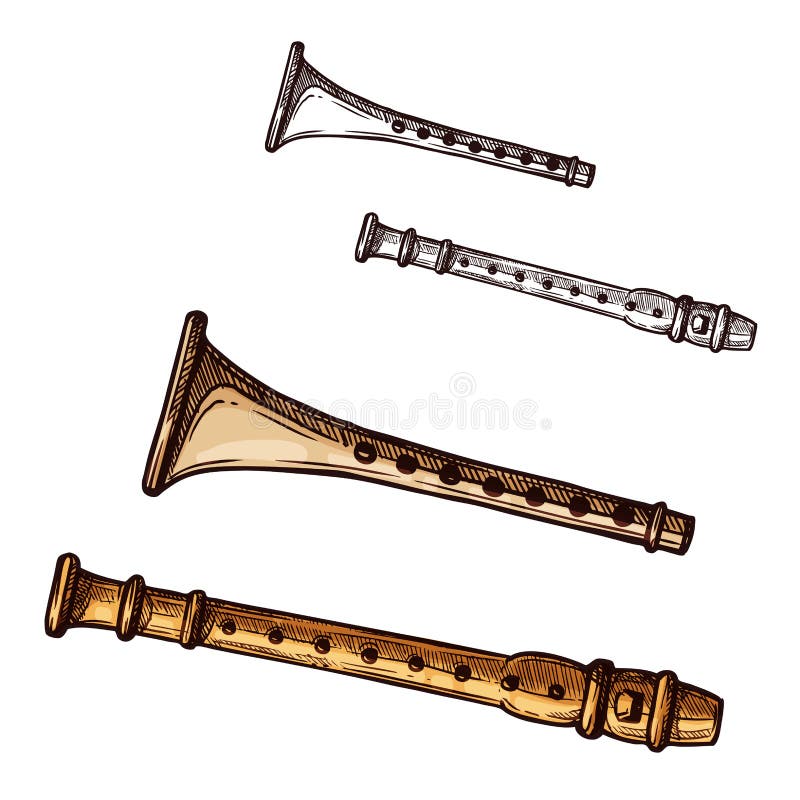 Instrument de musique de tuyau de cannelure d'icône de croquis de vecteur illustration stock