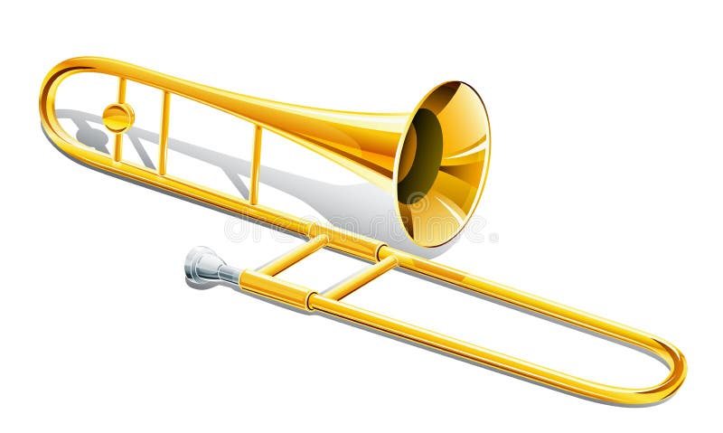Trombone musical instrument illustration on white background. Trombone musical instrument illustration on white background