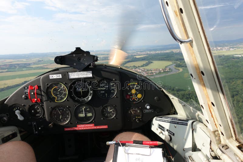 Instrument Panel of Vintage Aircraft Stock Photo Image of compass