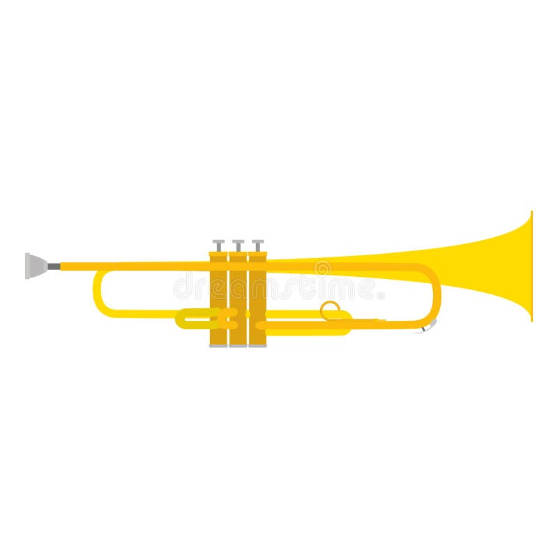 Instrumento musical de la música del cuerno de cobre amarillo del ejemplo del vector de la trompeta
