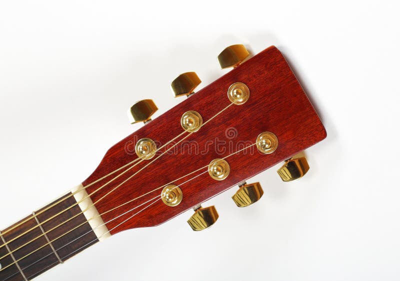 Instrumento musical - guitarra acústica de ajustamento do Peg do pescoço do headstock foto de stock Instrumento musical - guitarra acústica de ajustamento do Peg do pescoço do headstock foto de stock