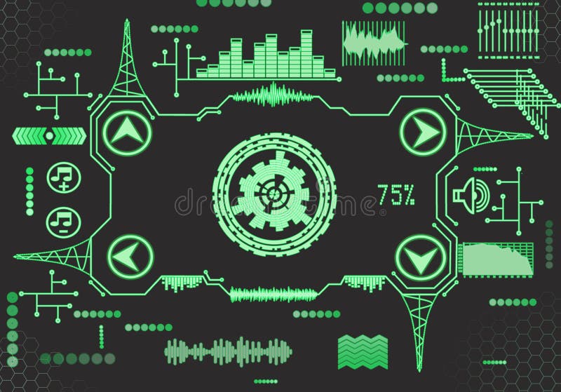 Instrumentpanel för musikradio för den terministiska instrumentpanelen vektor illustrationer