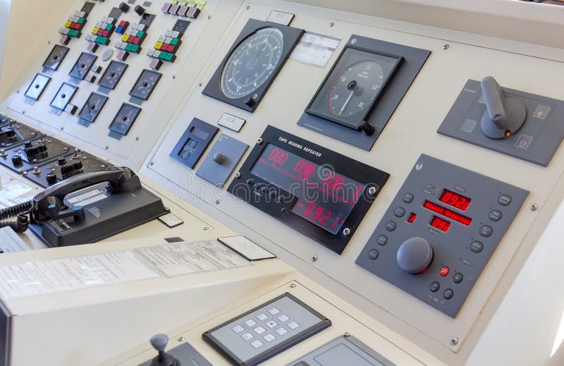 Instruments in the Bridge of a Modern Ship Stock Photo Image of naval